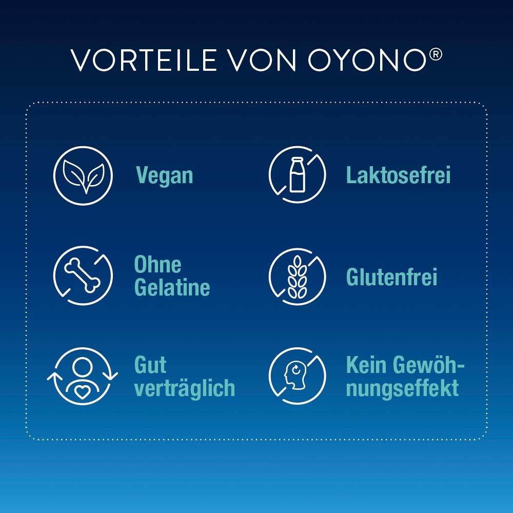 Grafik mit Symbolen: Vegan, laktosefrei, ohne Gelatine, glutenfrei, gut verträglich, kein Gewöhnungseffekt.