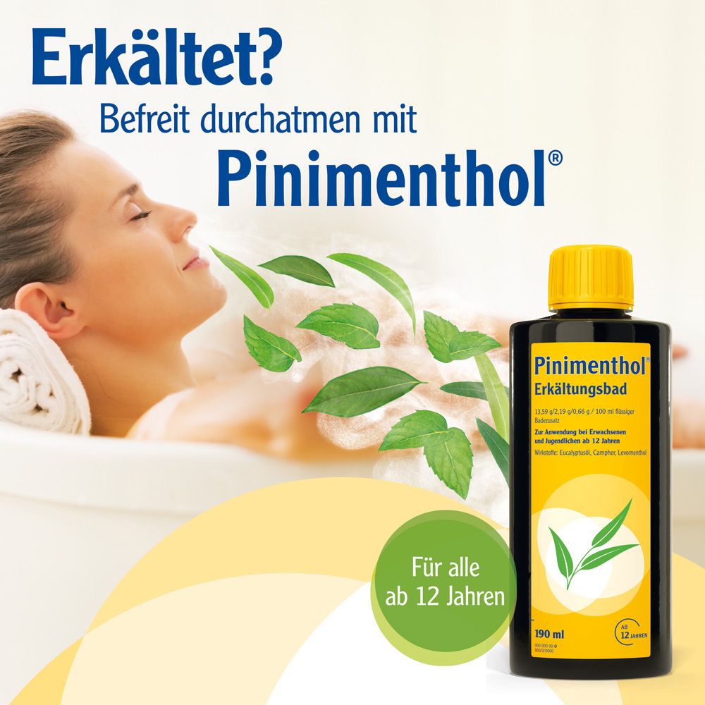 Pinimenthol® Erkältungsbad ab 12 Jahren - mit Eucalyptusöl, Menthol und Campher