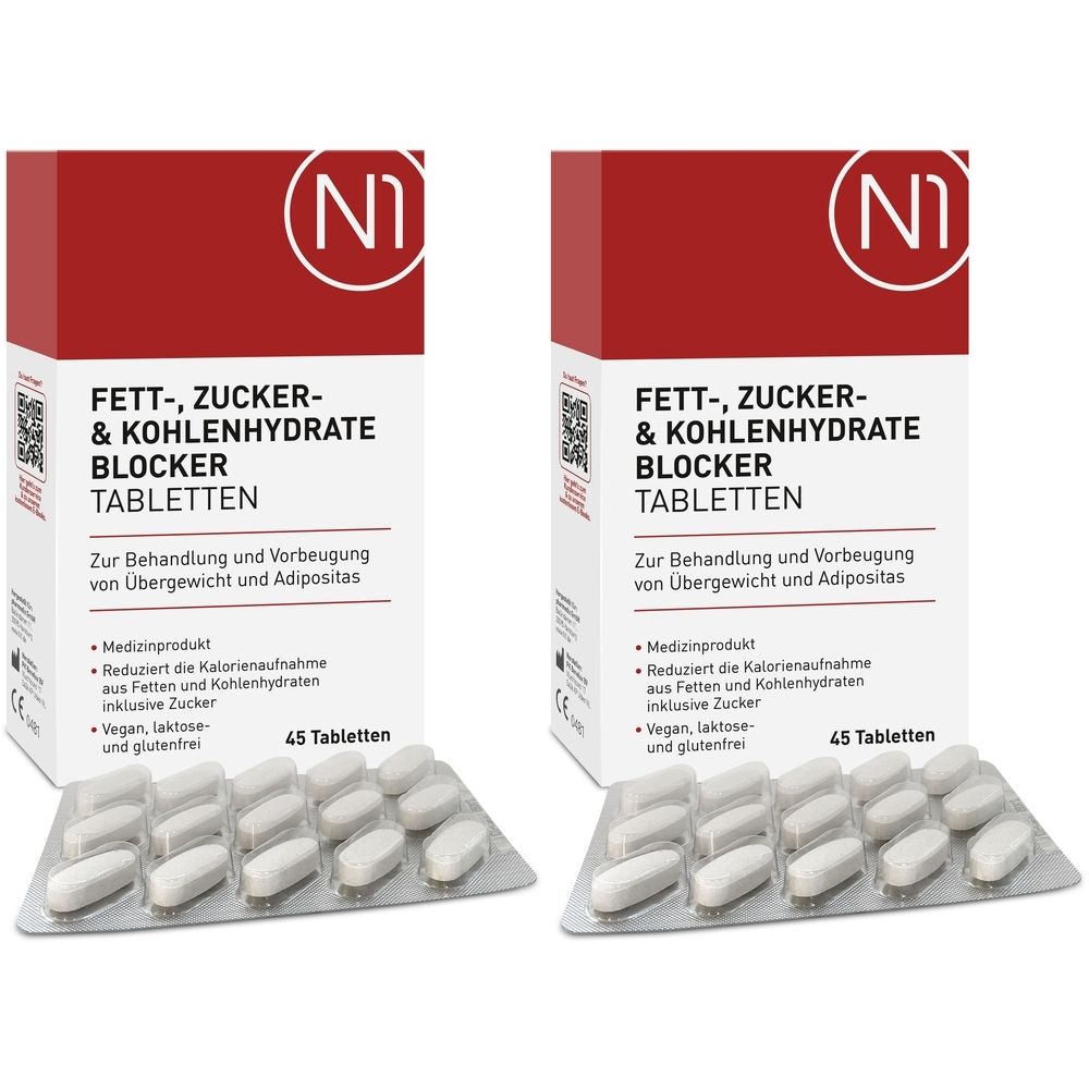 N1 Fettblocker zum Abnehmen - blockt auch Kohlenhydrate & Zucker