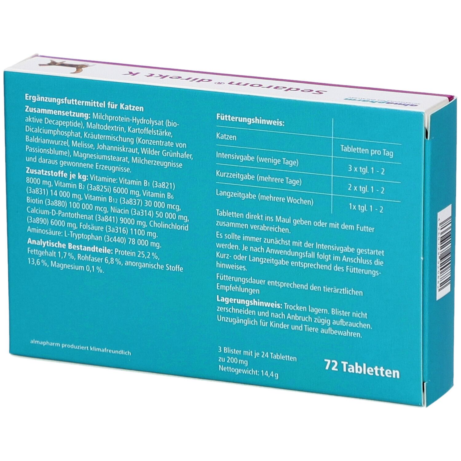 almapharm GmbH - Sedarom direkt K Nervennahrung für die Katze