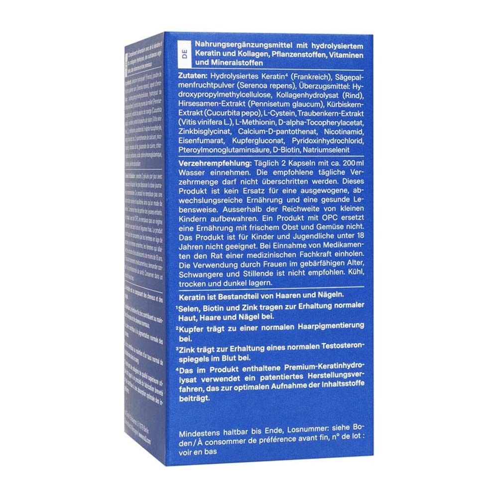 Rückseite der Schachtel mit Inhaltsstoffen und Anwendungshinweisen. Text in deutscher Sprache.