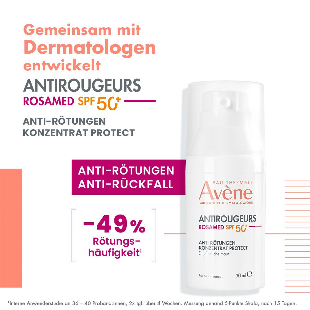 Antirougeurs Rosamed SPF50+ Anti-Rötungen Konzentrat Protect + Avène Antirougeurs Rosamed Konzentrat - für zu Rötungen und Rosazea neigende Haut