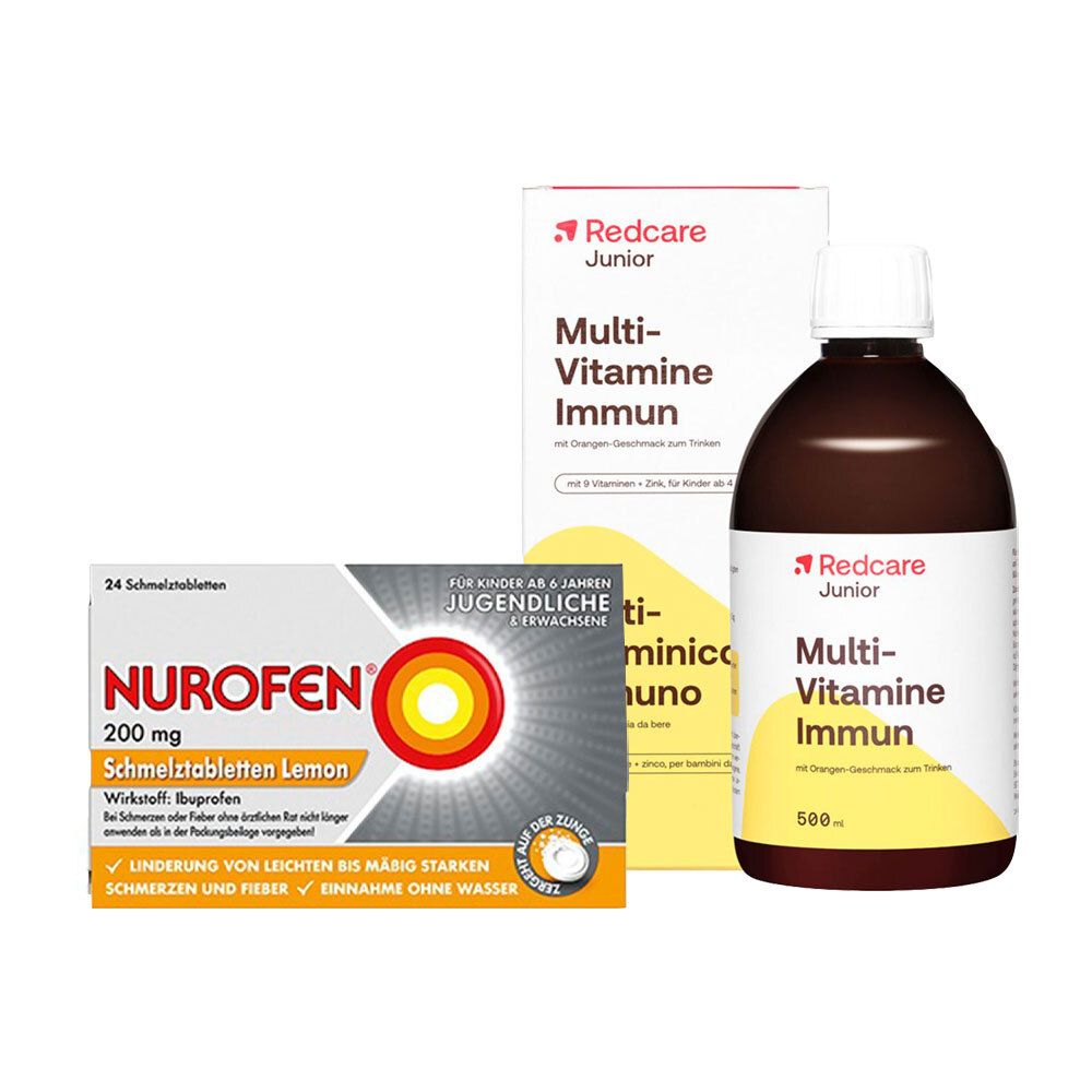 NUROFEN® 200 mg Schmelztabletten Lemon + Redcare Junior Multi-Vitamine Immun