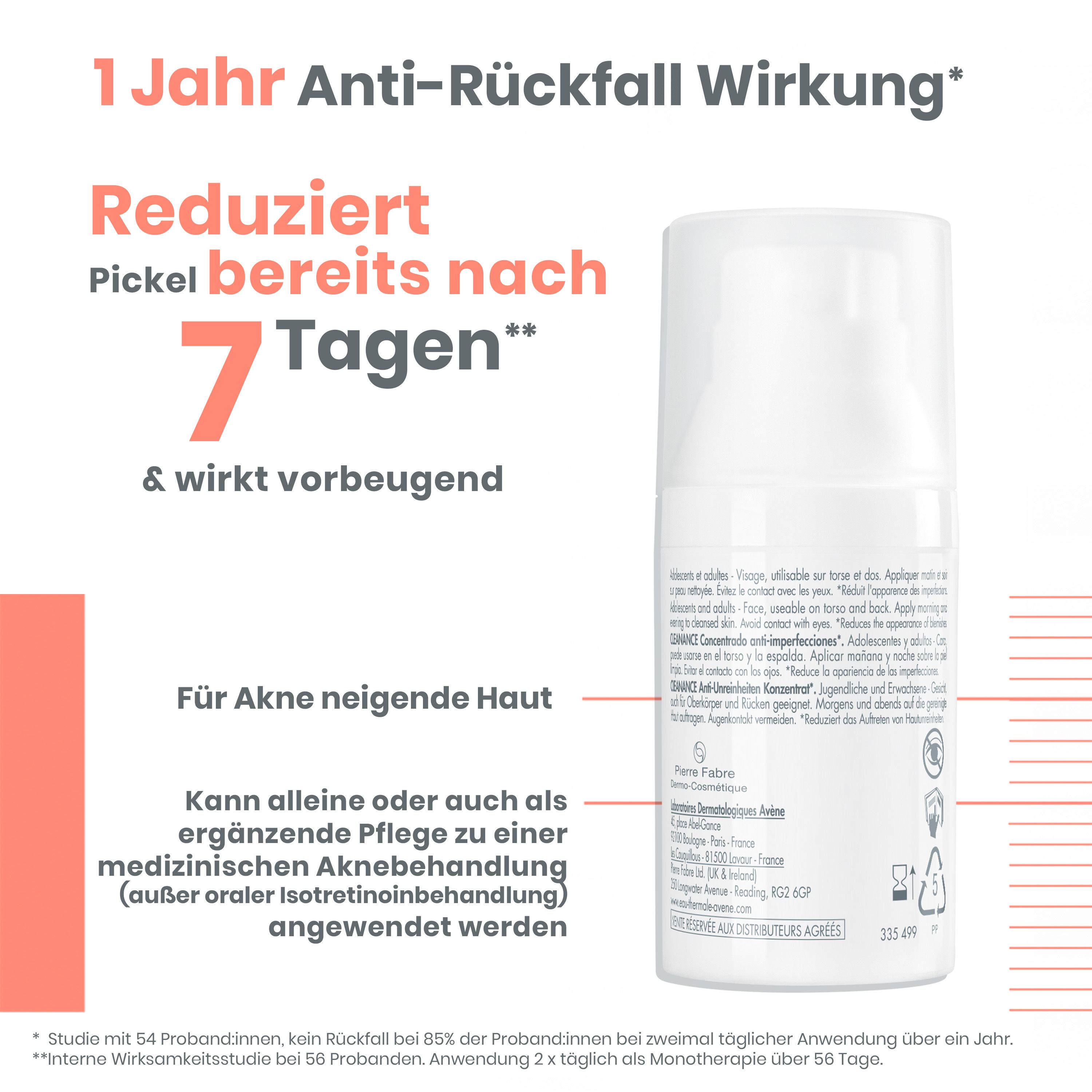 Avène Cleanance Comedomed Anti-Unreinheiten Konzentrat + Avène Cleanance Reinigungsgel - bei Akne, Pickel und Mitesser