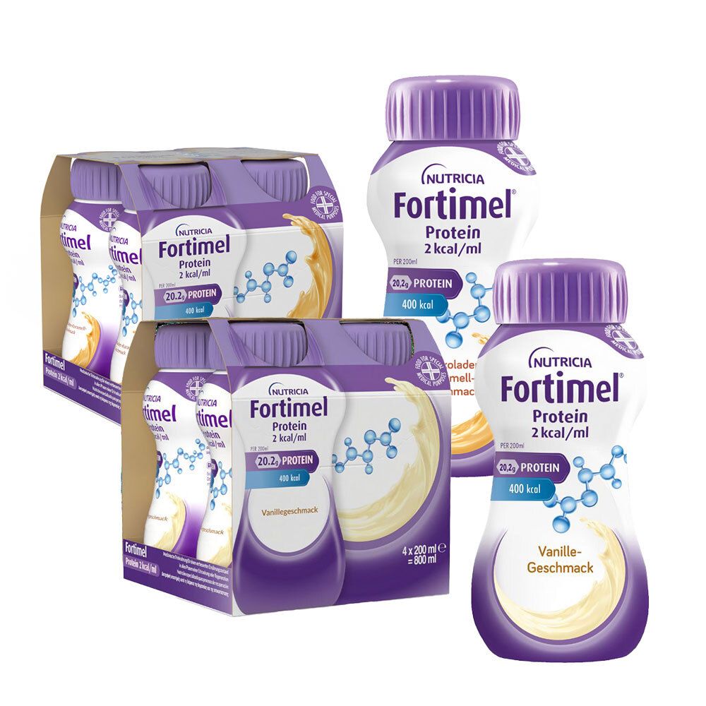 Fortimel Protein 2 kcal Vanille + Schoko-Karamell