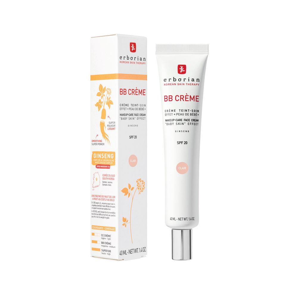 BB Creme Clair Tube und Verpackung mit Ginseng-Motiv, SPF 20.