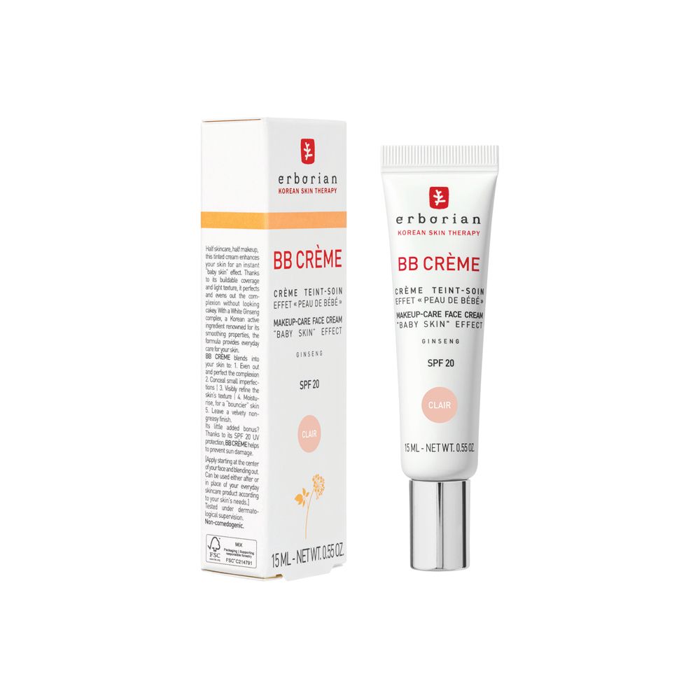 Erborian BB Creme Clair Tube und Verpackung, SPF 20.