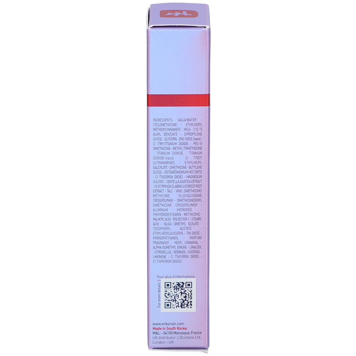 Verpackung von CC Dull Correct. Inhaltsstoffe und QR-Code auf der Seite.