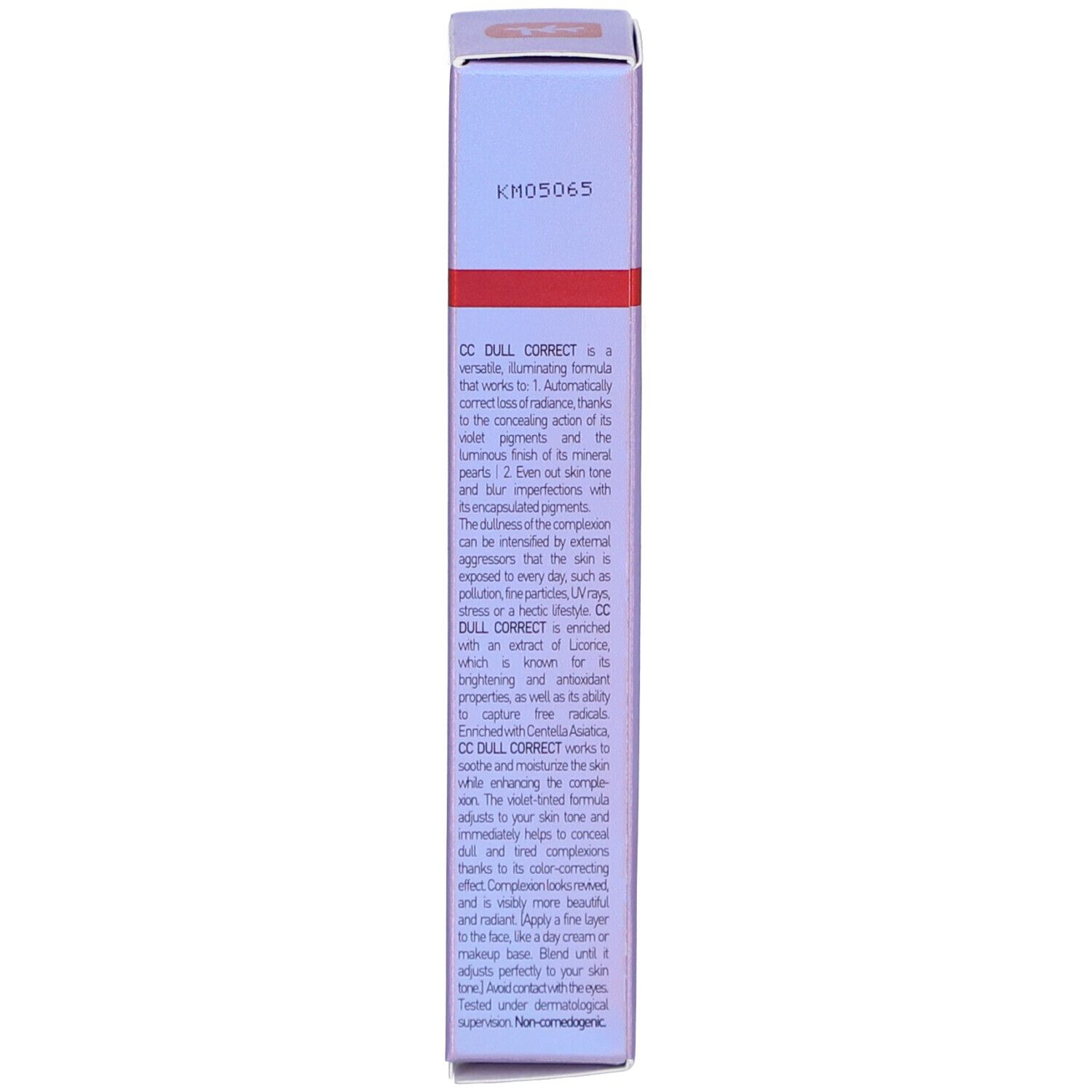Verpackung von CC Dull Correct. Text auf Englisch. Lila Verpackung.