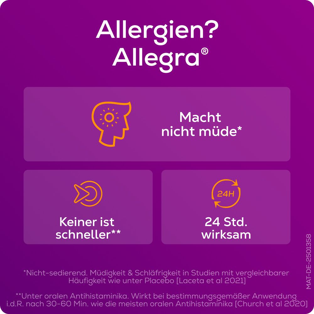 Allegra Allergietabletten | Schnell bei Heuschnupfen und ganzjährigen Allergien | Macht nicht müde* | Antihistaminikum - Jetzt 10% mit dem Code "allegra10" sparen*