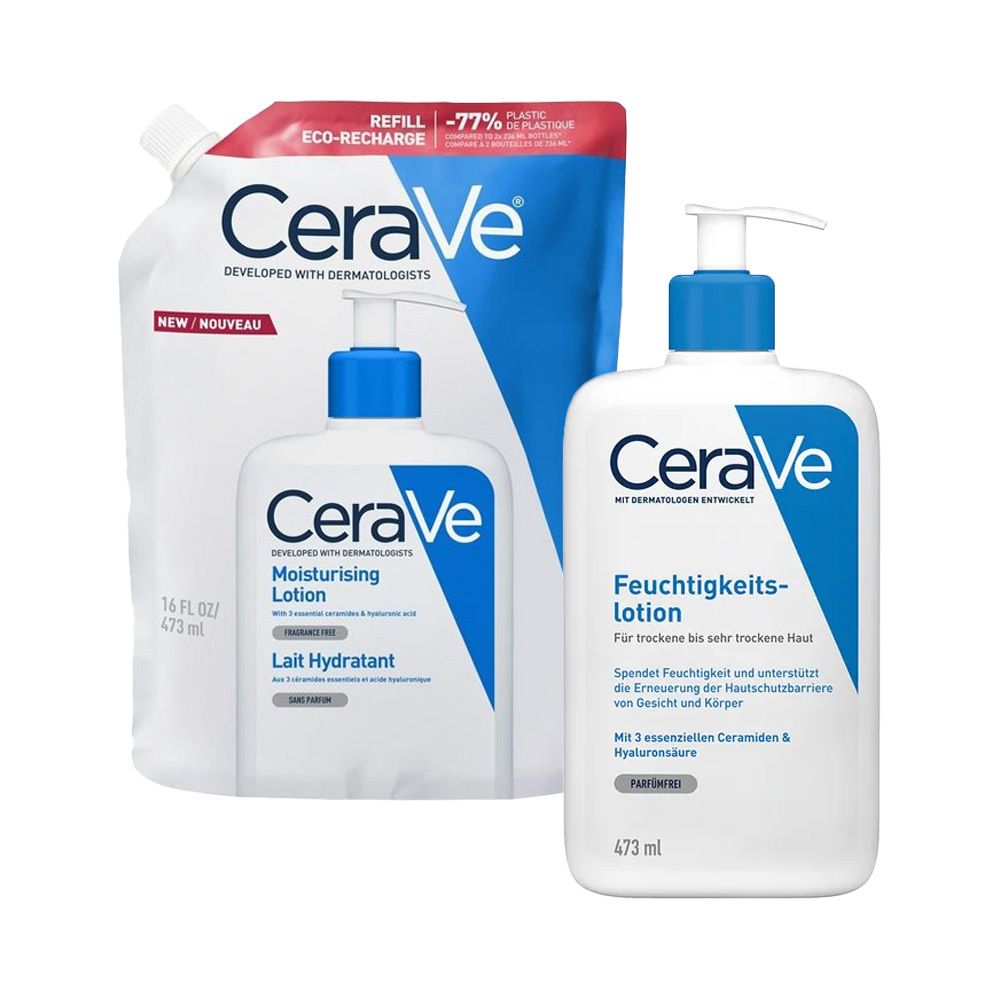CeraVe® Feuchtigkeitslotion: Körperlotion + CeraVe® Feuchtigkeitslotion Nachfüllpackung