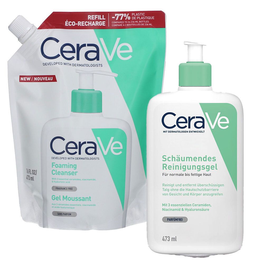 CeraVe Schäumendes Reinigungsgel: pflegender Reinigungsschaum für normale bis fettige Haut