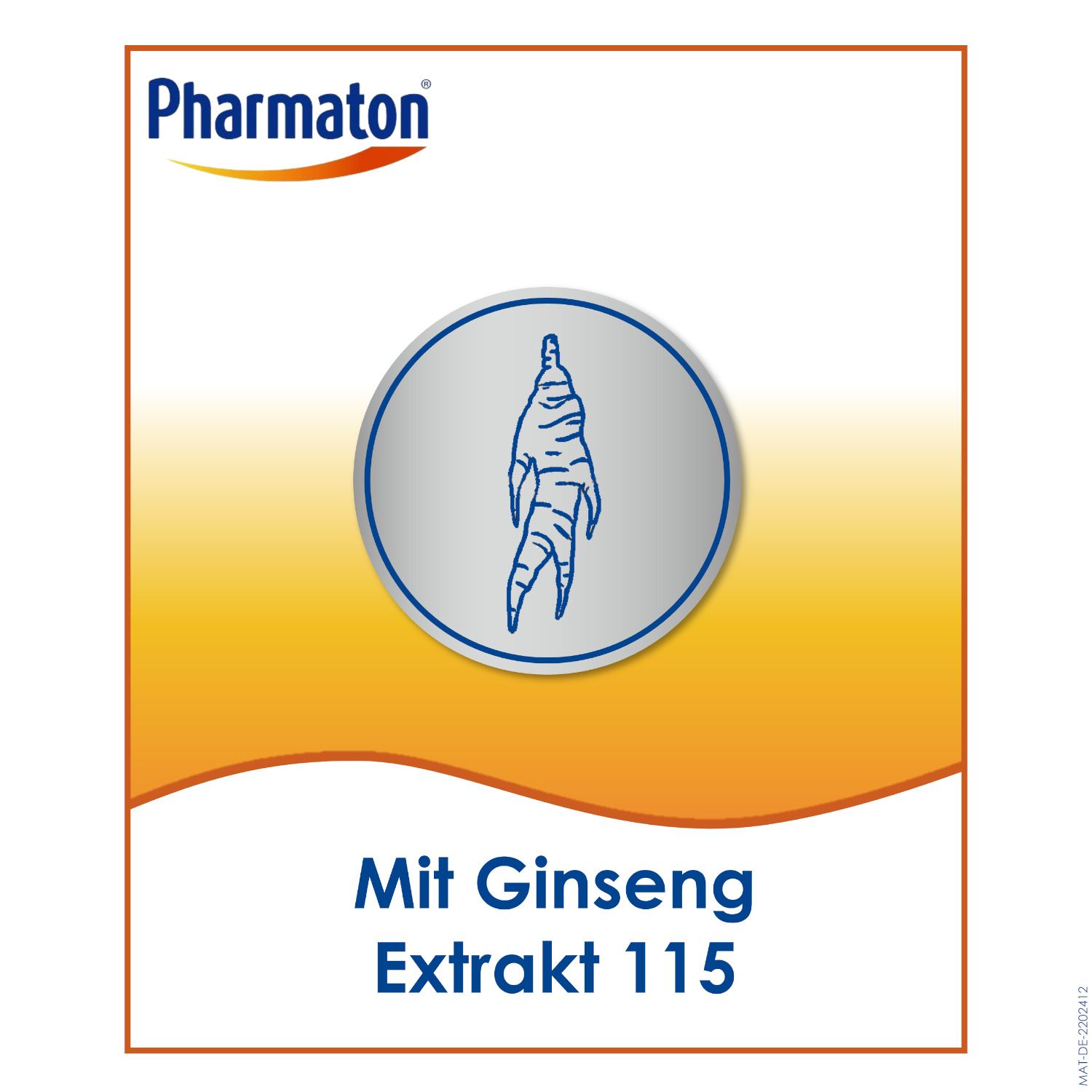 Abbildung von Ginseng-Extrakt 115 in einem runden Emblem. Text: Mit Ginseng Extrakt 115.