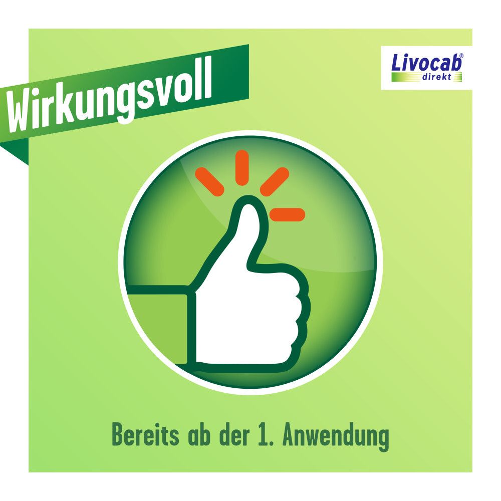 Grüner Hintergrund mit Text: Wirkungsvoll. Daumen hoch Symbol. Text: Bereits ab der 1. Anwendung.