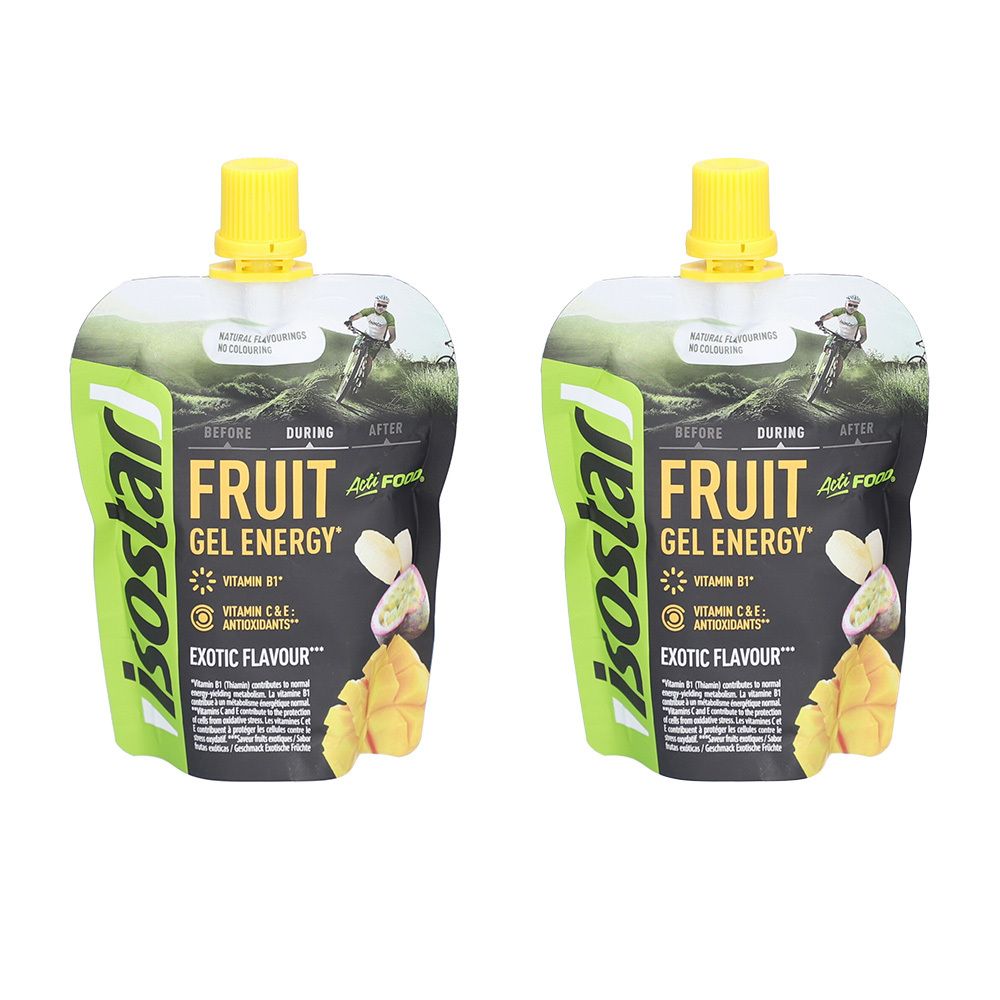 Isostar - Actifood Exotic Fruits Energiegel mit Vitaminen x3 2x90 g Gel