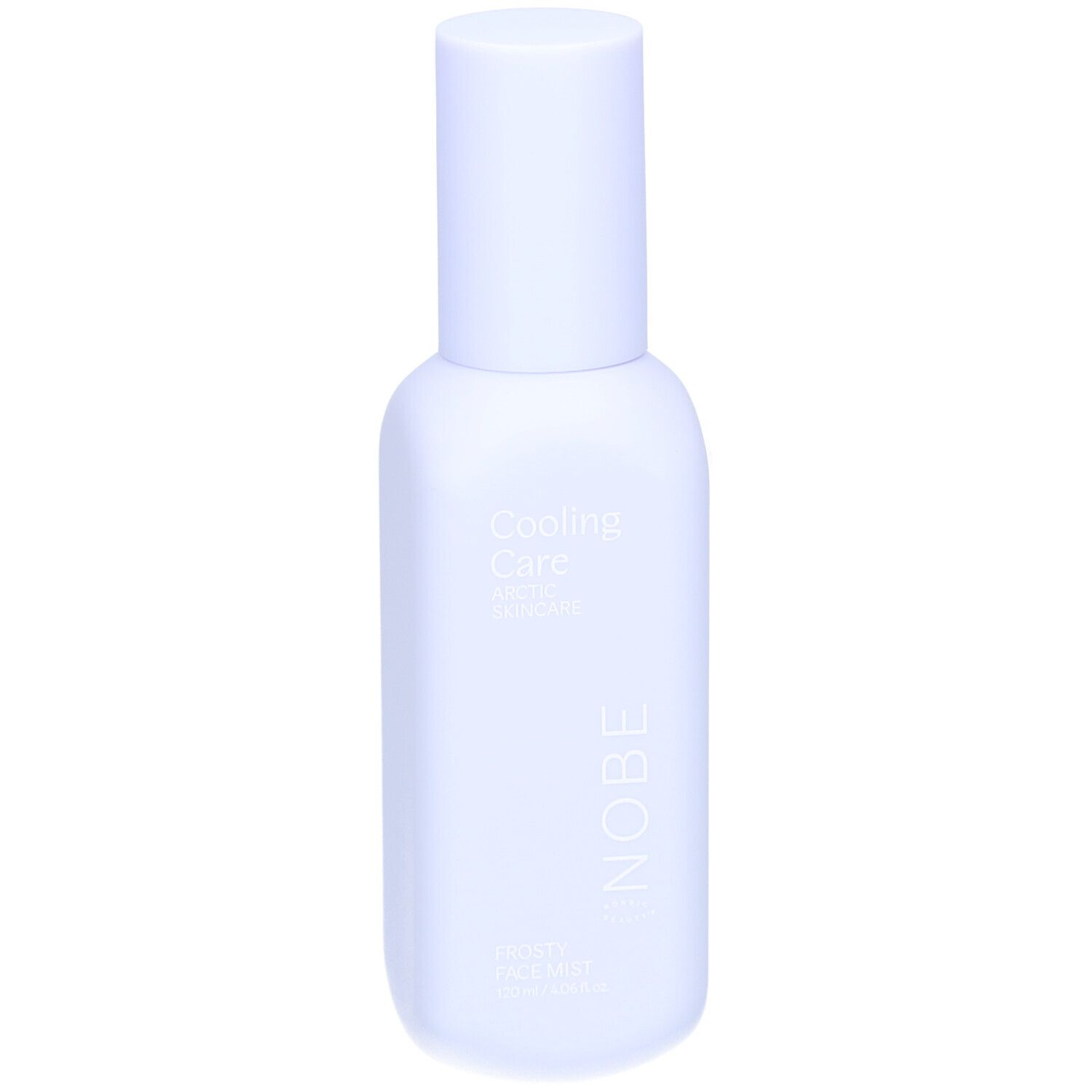 NOBE Cooling Care Frosty Face Mist Flasche, Seitenansicht.