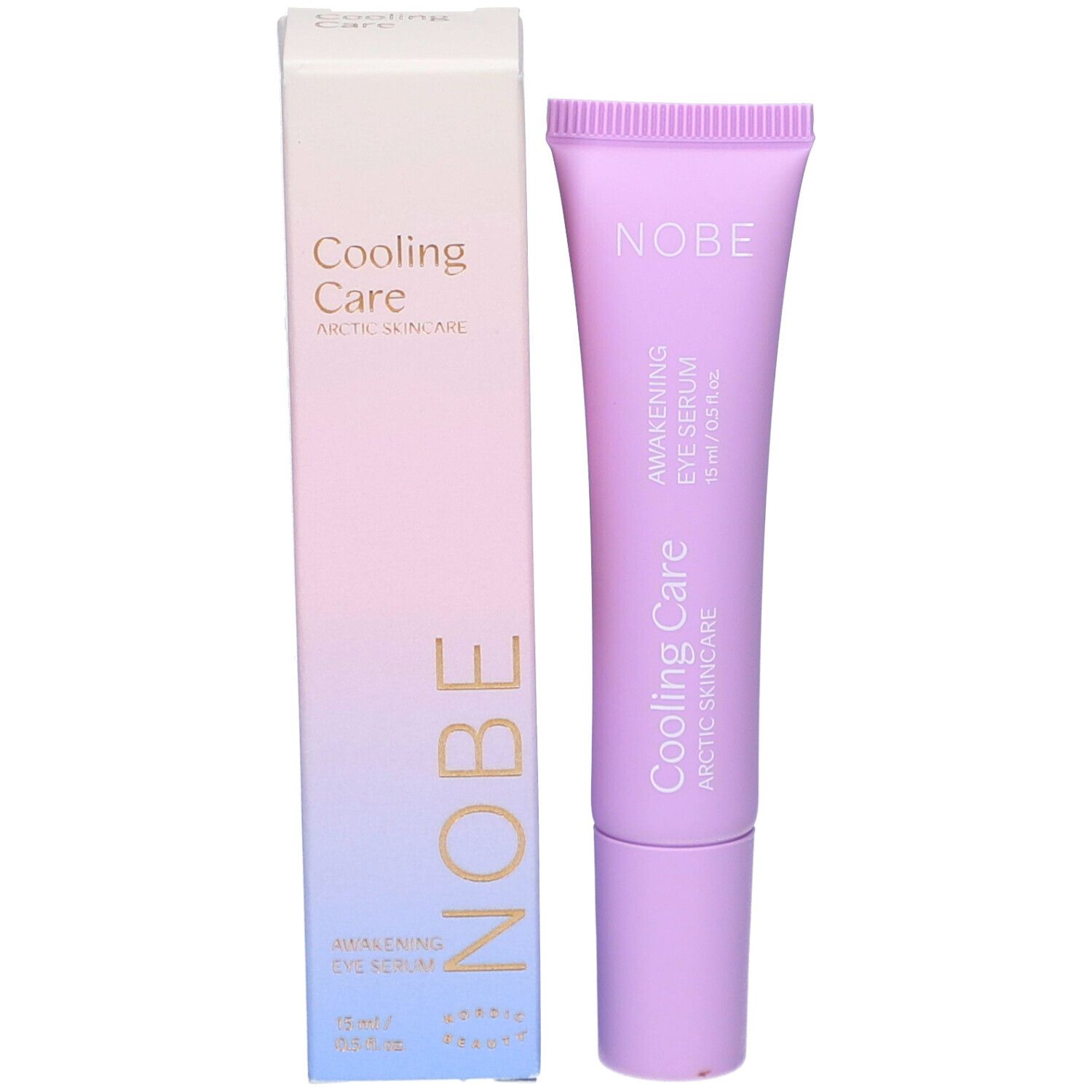 NOBE Cooling Care Awakening Eye Serum Tube und Verpackungsbox.
