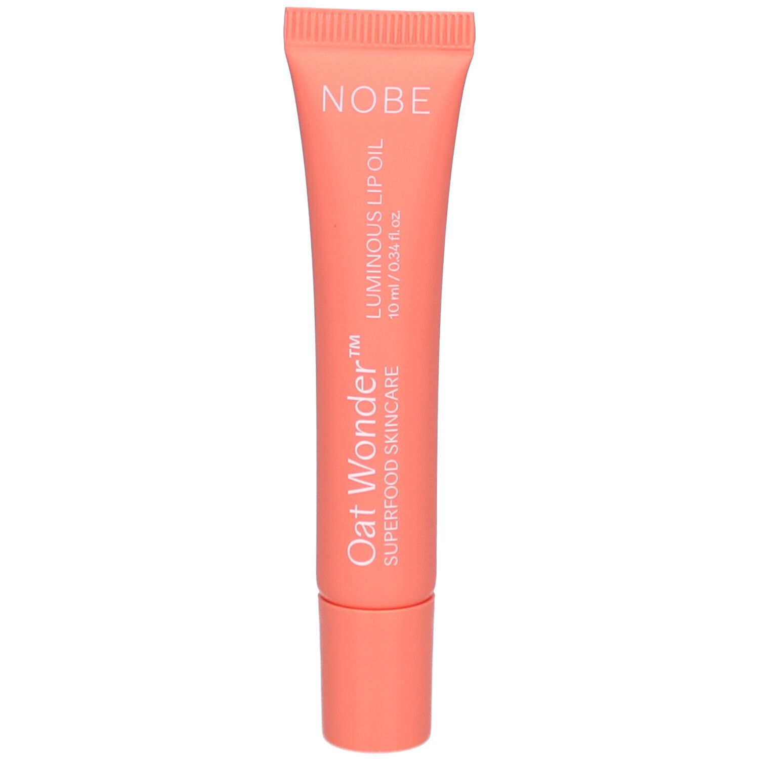 Rosa Tube mit NOBE Oat Wonder Luminous Lip Oil. 10 ml. Superfood Skincare. Rosa Verschluss.