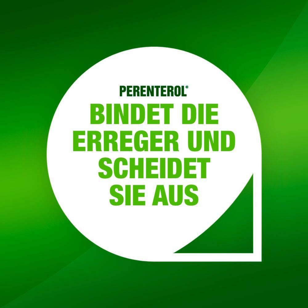 Kreisförmige Grafik auf grünem Hintergrund. Text: Bindet die Erreger und scheidet sie aus.