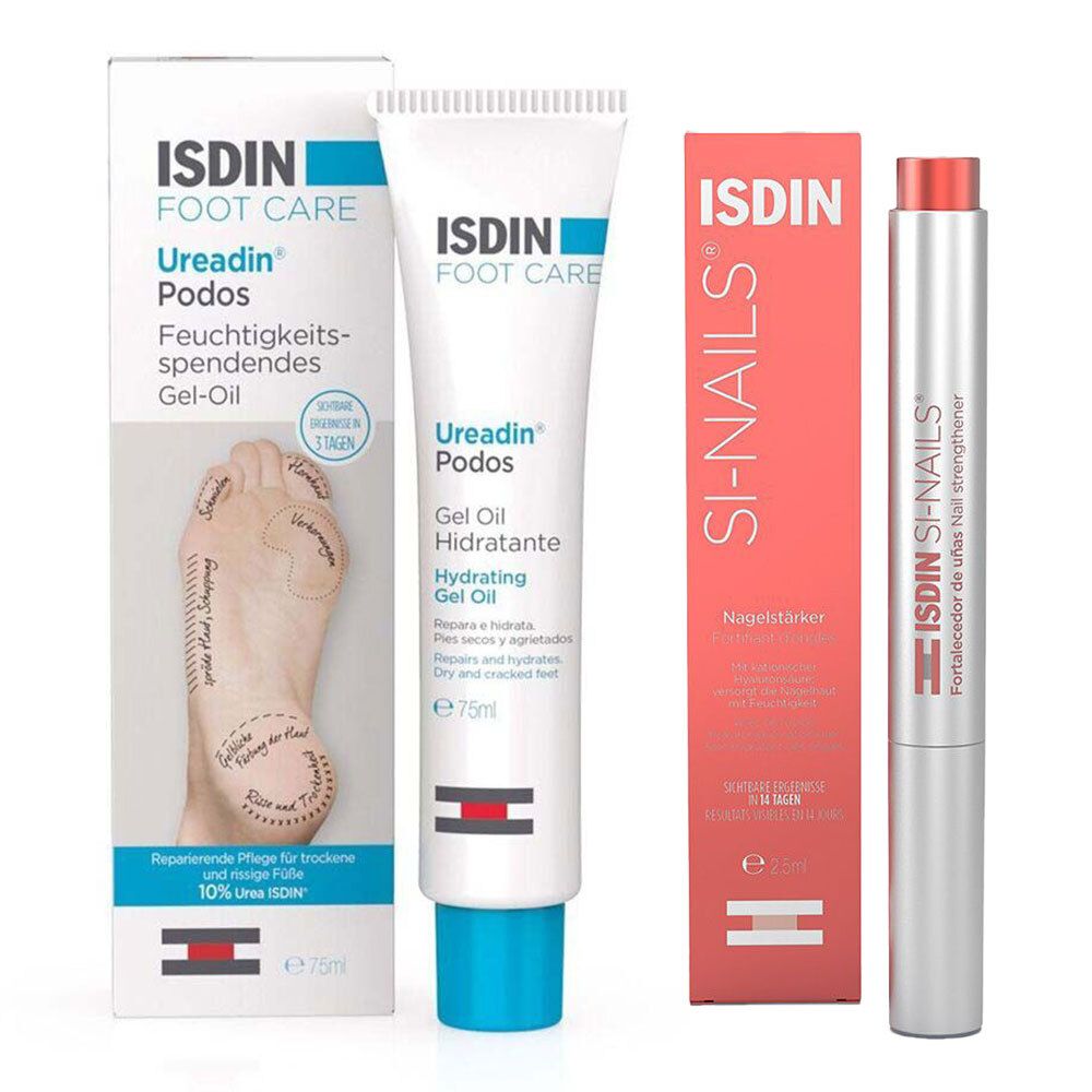 Isdin® Si-Nails Nagelhärter + Isdin Ureadin® Podos Gel-Oil Fußcreme Set 2,5+75 ml