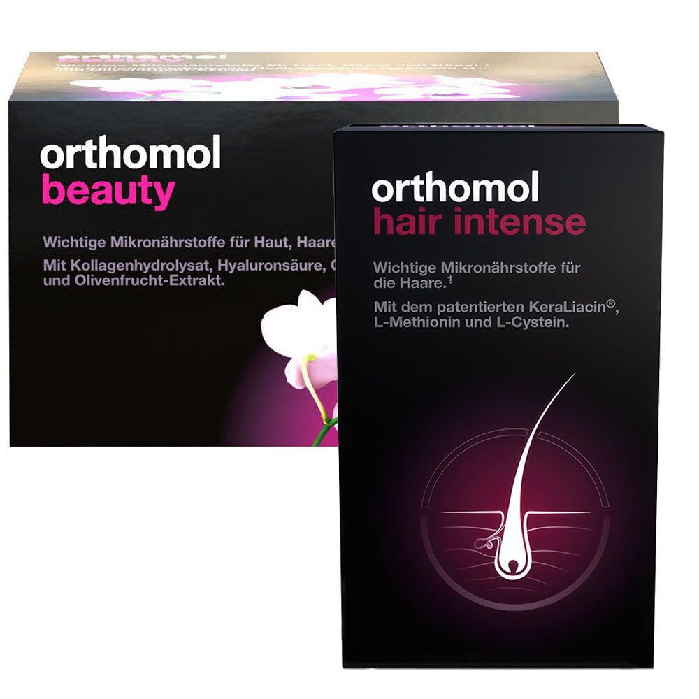 Orthomol Beauty Nachfüllpackung mit Trinkampullen + Hair Intense Set 30+60 St