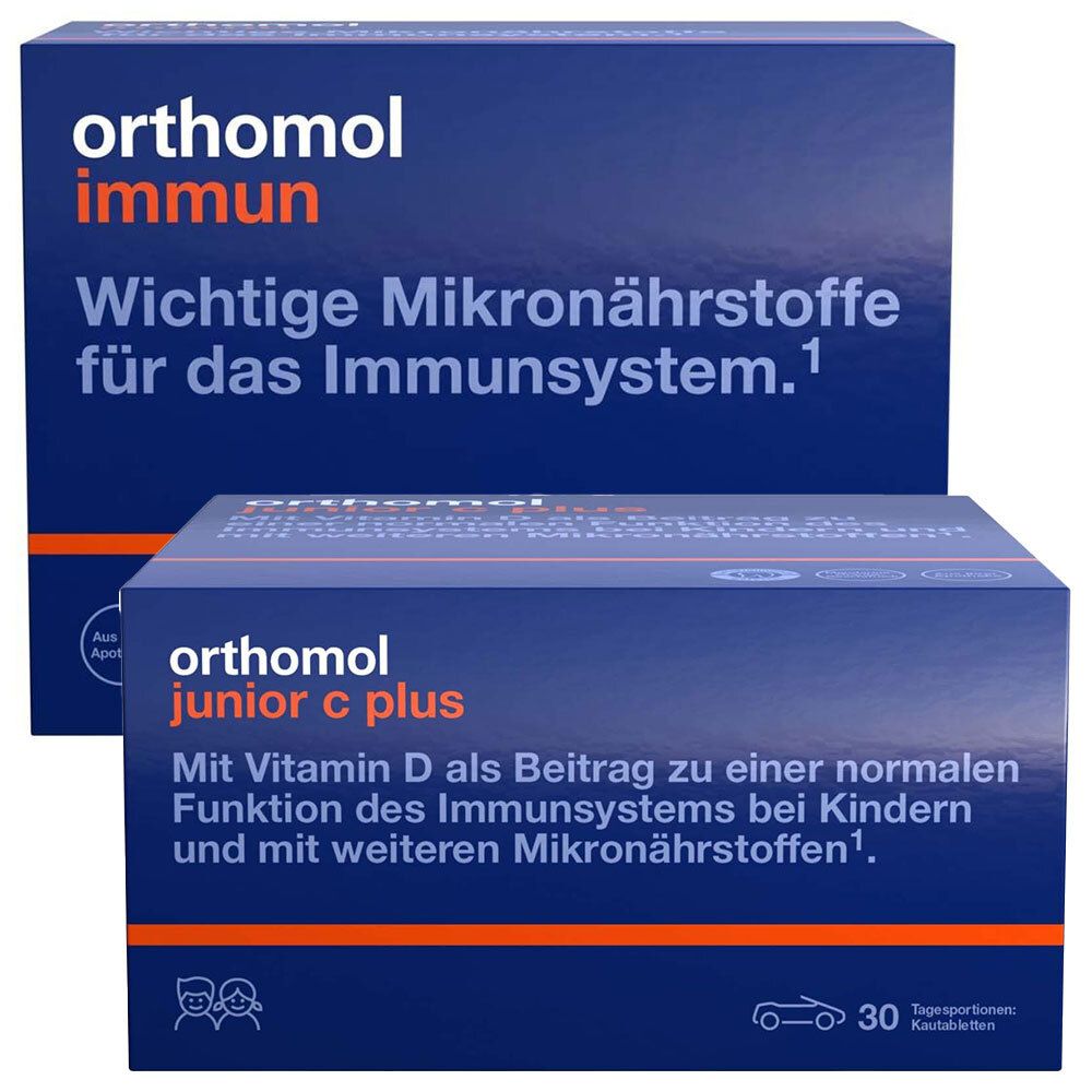 Orthomol Immun Granulat Beutel & Junior C plus Kautabl. Waldfrucht 1 St Set