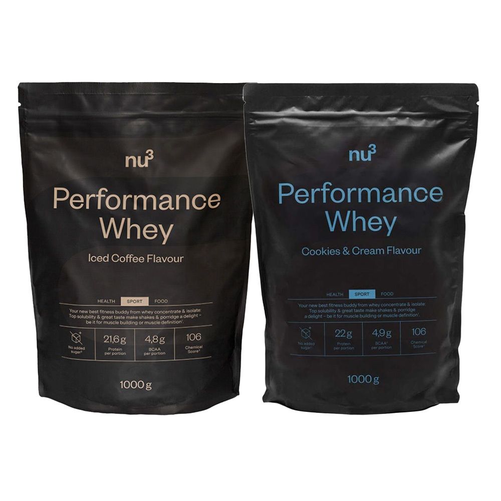 nu3 Performance Whey Doppelpack Iced Coffee & Cookies-Cream 2x1000 g Pulver