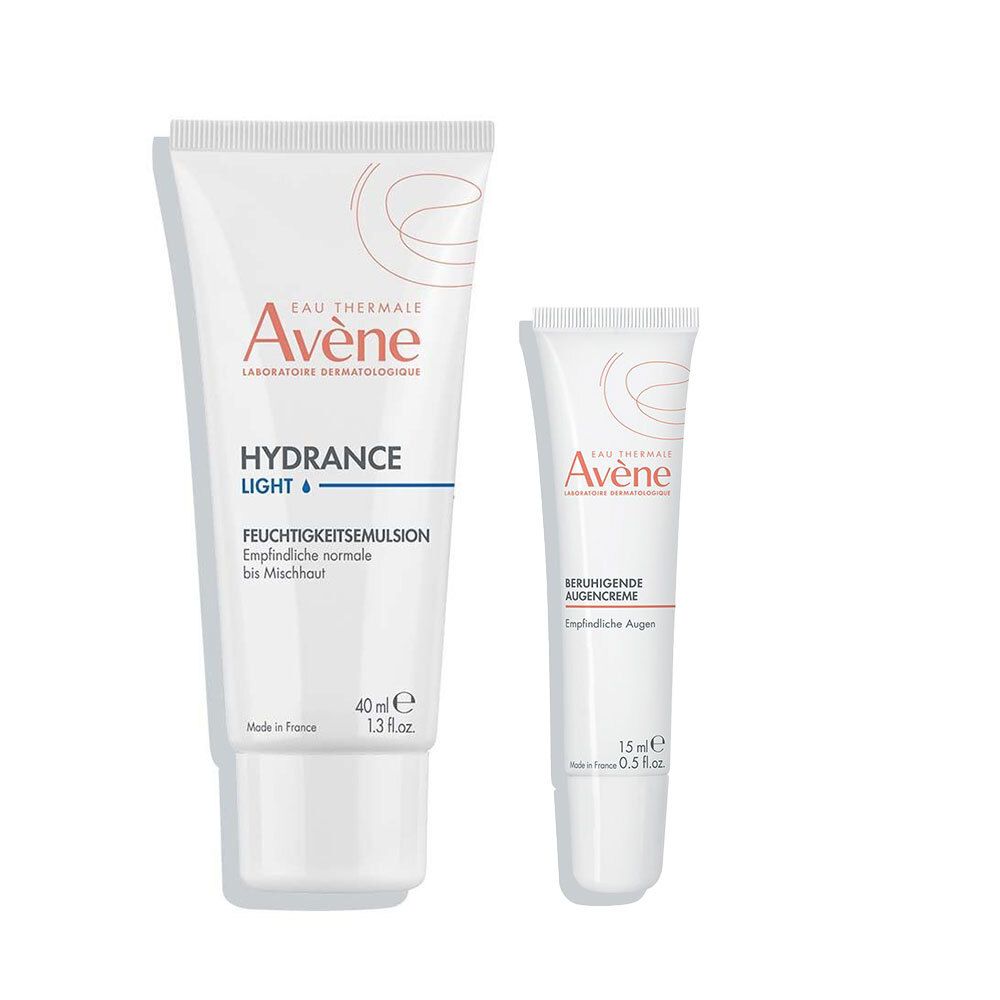 Avène Beruhigende Augencreme + Hydrance leichte Feuchtigkeitsemulsion Set 1 St