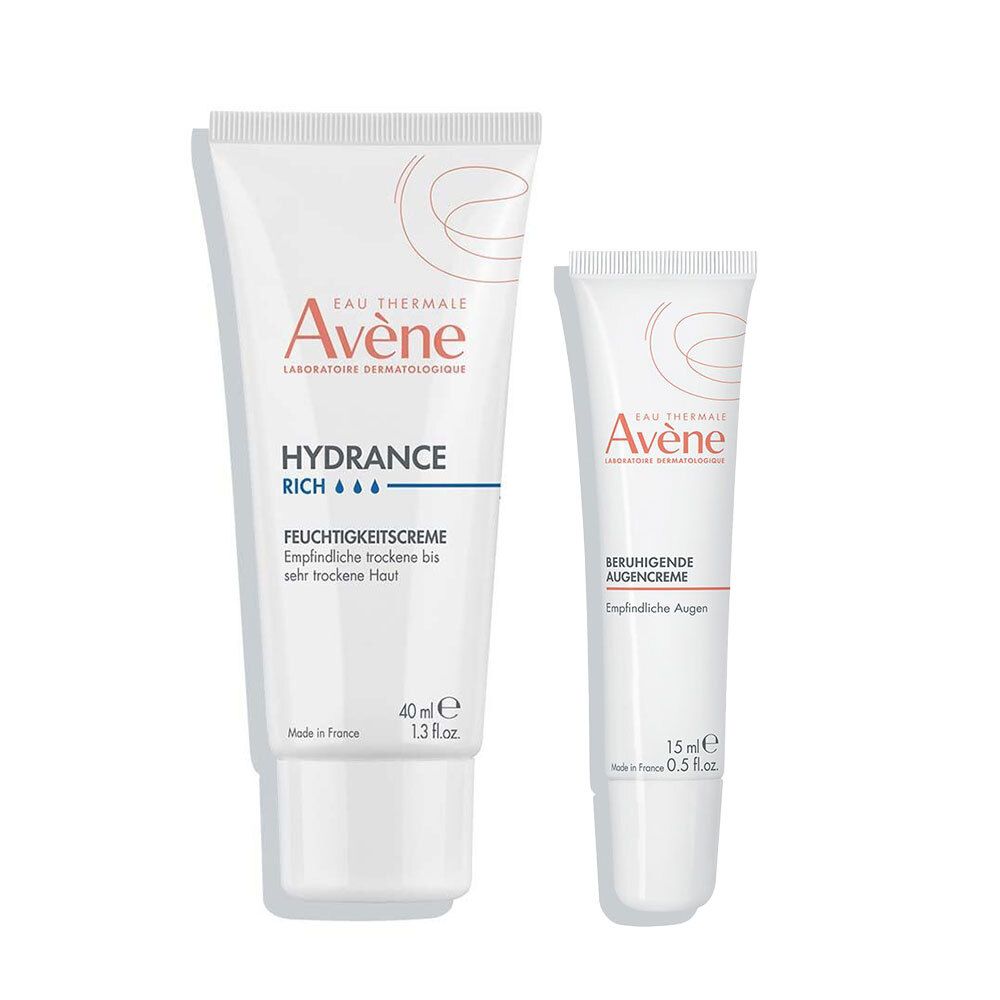 Avène Beruhigende Augencreme + Hydrance reichhaltige Feuchtigkeitscreme Set 1 St