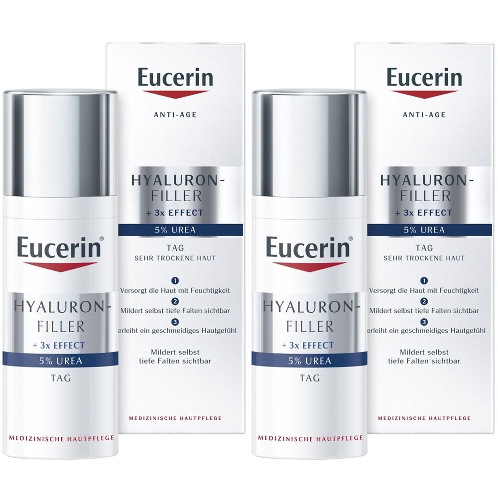 Eucerin Hyaluron-Filler 5% Urea Tagespflege x2 2x50 ml Tagescreme