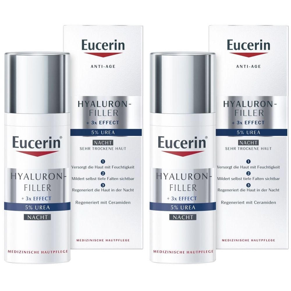 Eucerin Hyaluron-Filler 5% Urea Nachtpflege x2 2x50 ml Nachtcreme