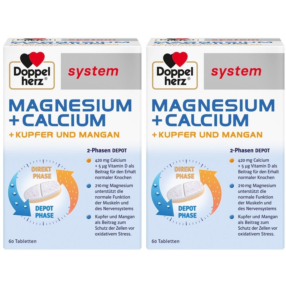 Doppelherz Magnesium+Calc.+Kupfer+Mangan syst.Tab. 2x 2x60 St Tabletten