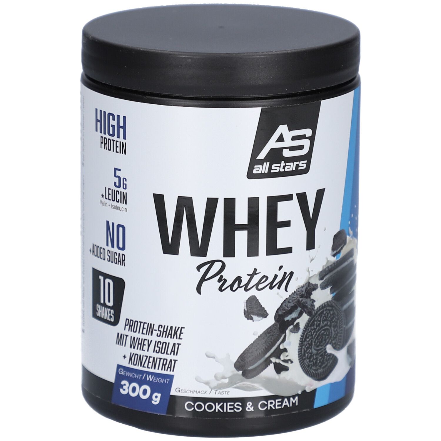 Whey Protein Cookies & Cream 300 g Dose PUE new