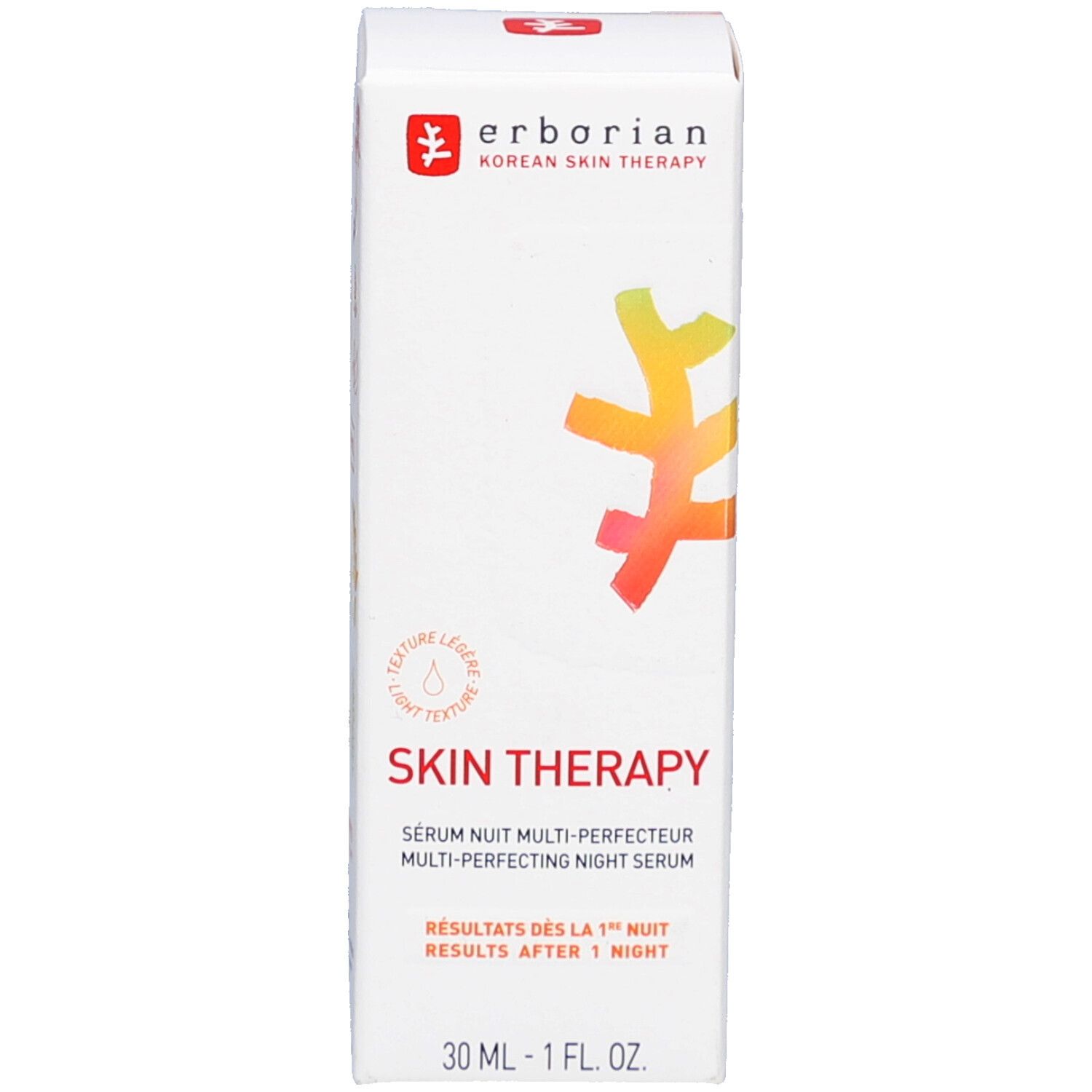 Weiße Produktverpackung mit Aufschrift Skin Therapy. Logo und Produktnamen sind sichtbar.