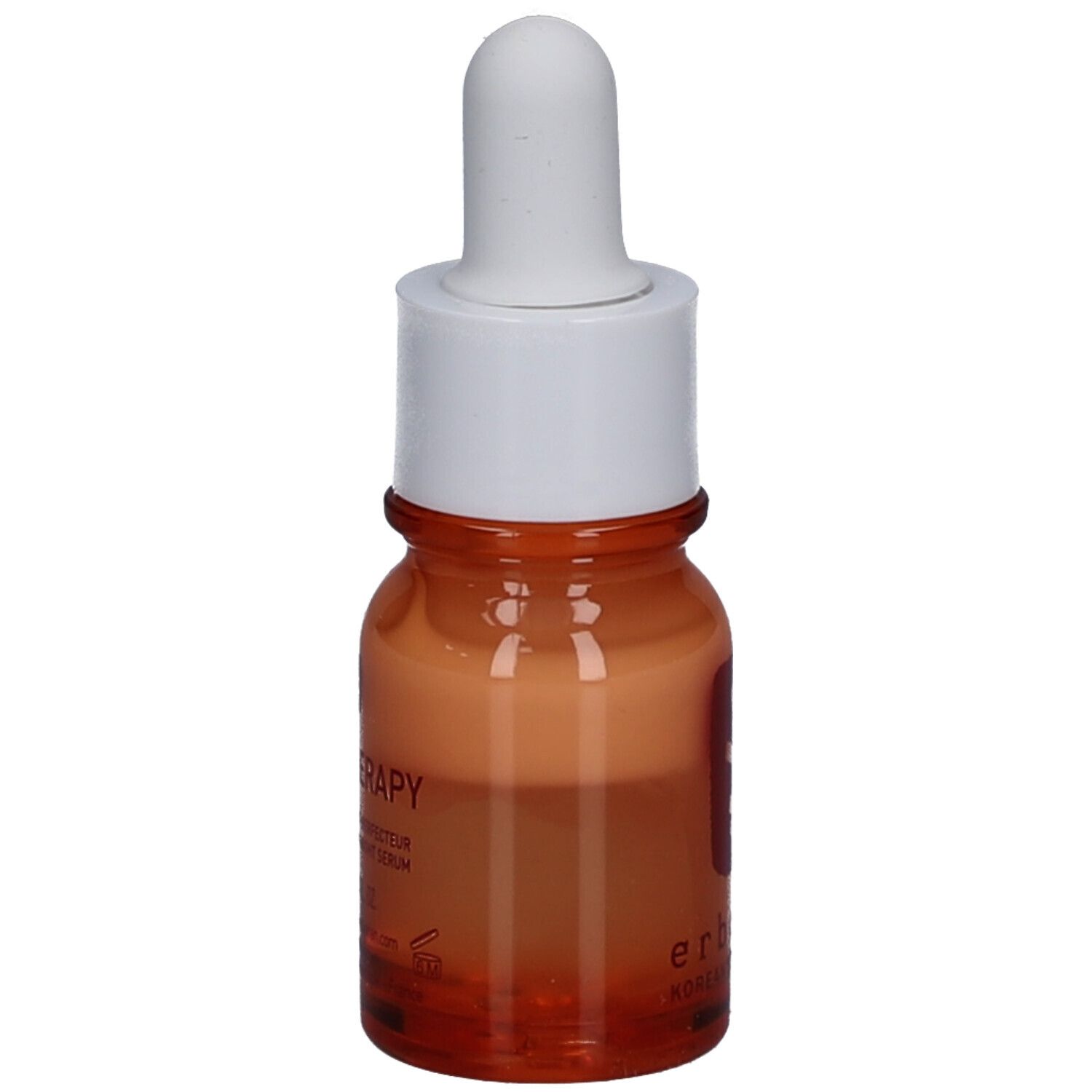 Erborian Skin Therapy Light Serum in kleiner Glasflasche mit Pipette, Seitenansicht.