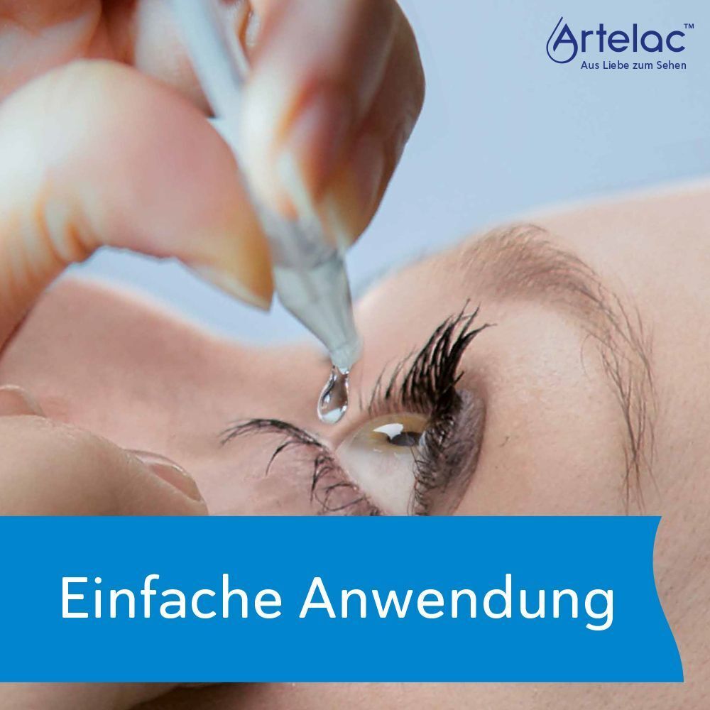 Anwendung von Artelac® Splash EDO® Augentropfen mit einer Einzeldosispipette.