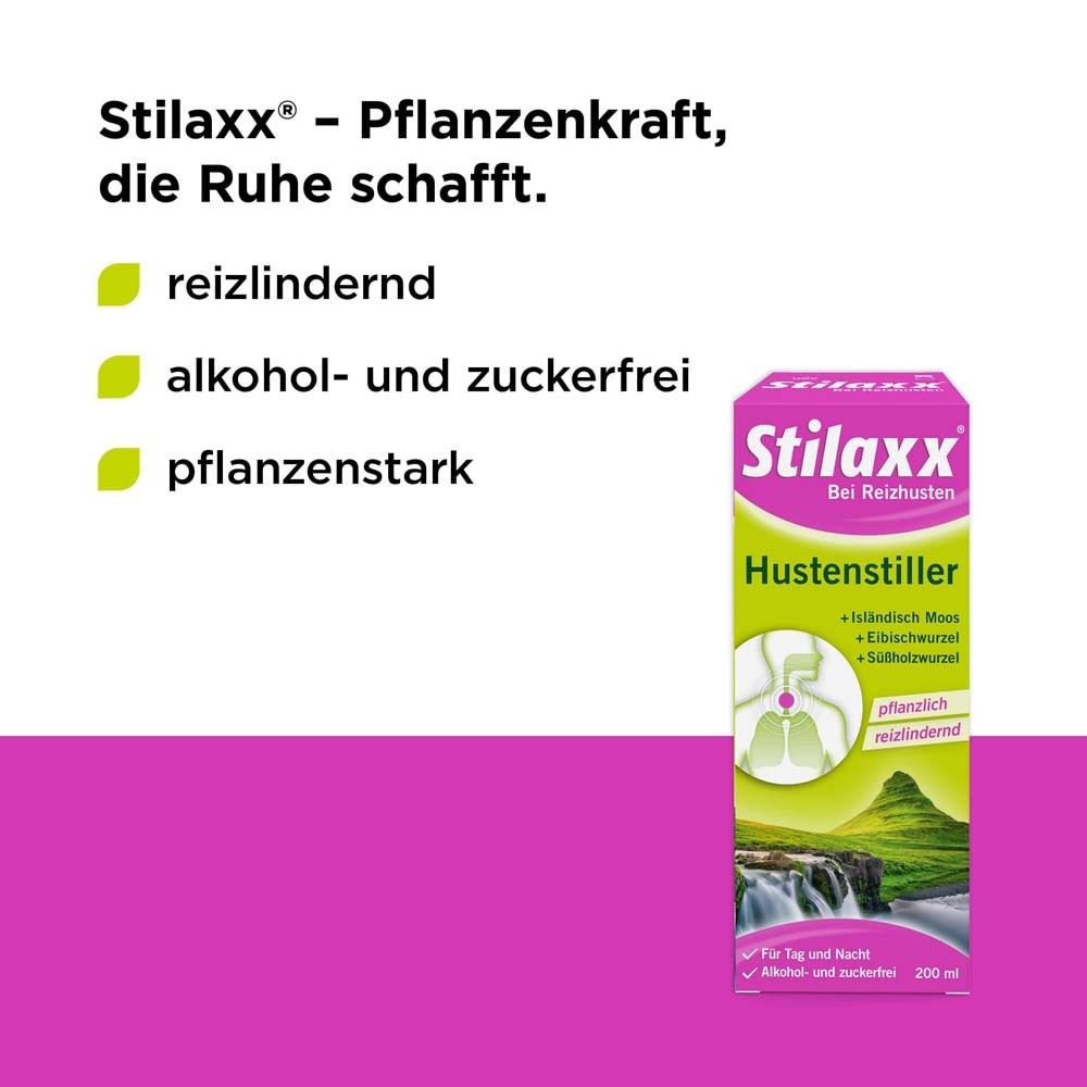 Produktverpackung auf rosa Hintergrund. Text: reizlindernd, alkoholfrei, zuckerfrei, pflanzenstark. Produktname und Logo.