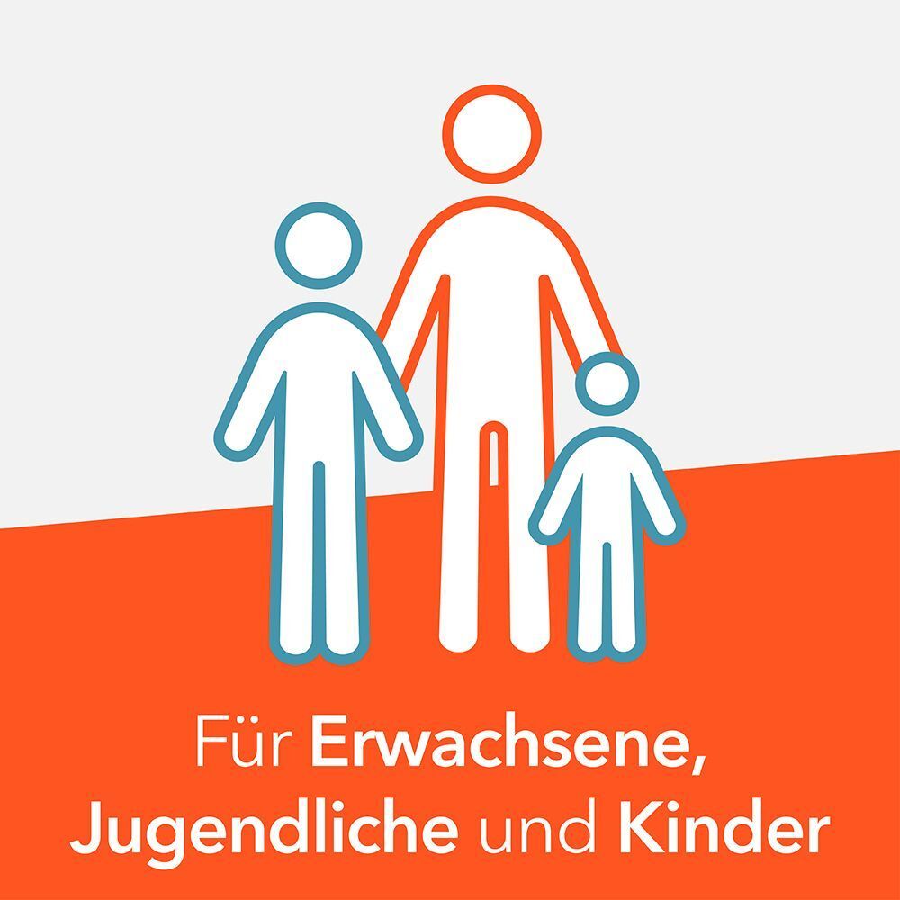 Symbol einer Familie (Erwachsene, Jugendliche, Kind). Text: Für Erwachsene, Jugendliche und Kinder.