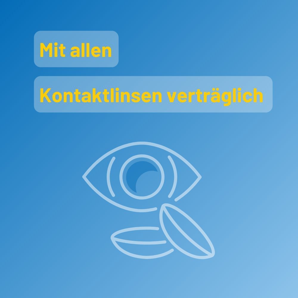Grafik: Augentropfen sind mit allen Kontaktlinsen verträglich.
