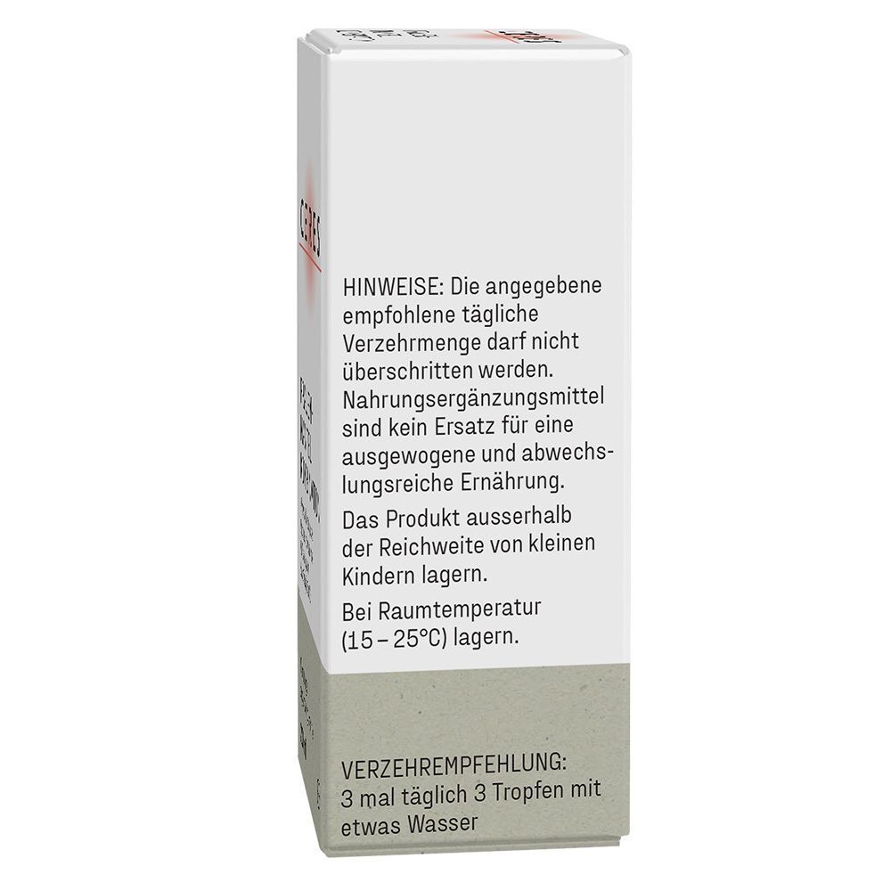 Rückseite der Schachtel CERES Frauenmantel Alchemilla Kombination Tropfen mit Hinweisen.
