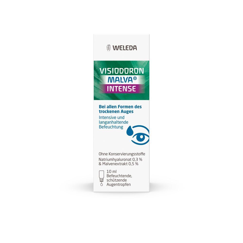 Weleda Visiodoron Malva Intense Augentropfen Schachtel. 10 ml. Intensive und langanhaltende Befeuchtung.