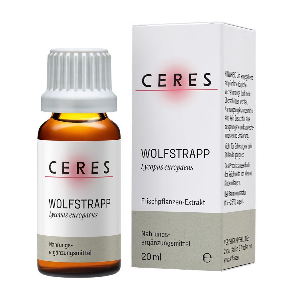 CERES Wolfstrapp Lycopus europaeus Tropfen, 20 ml, mit Beipackzettel.