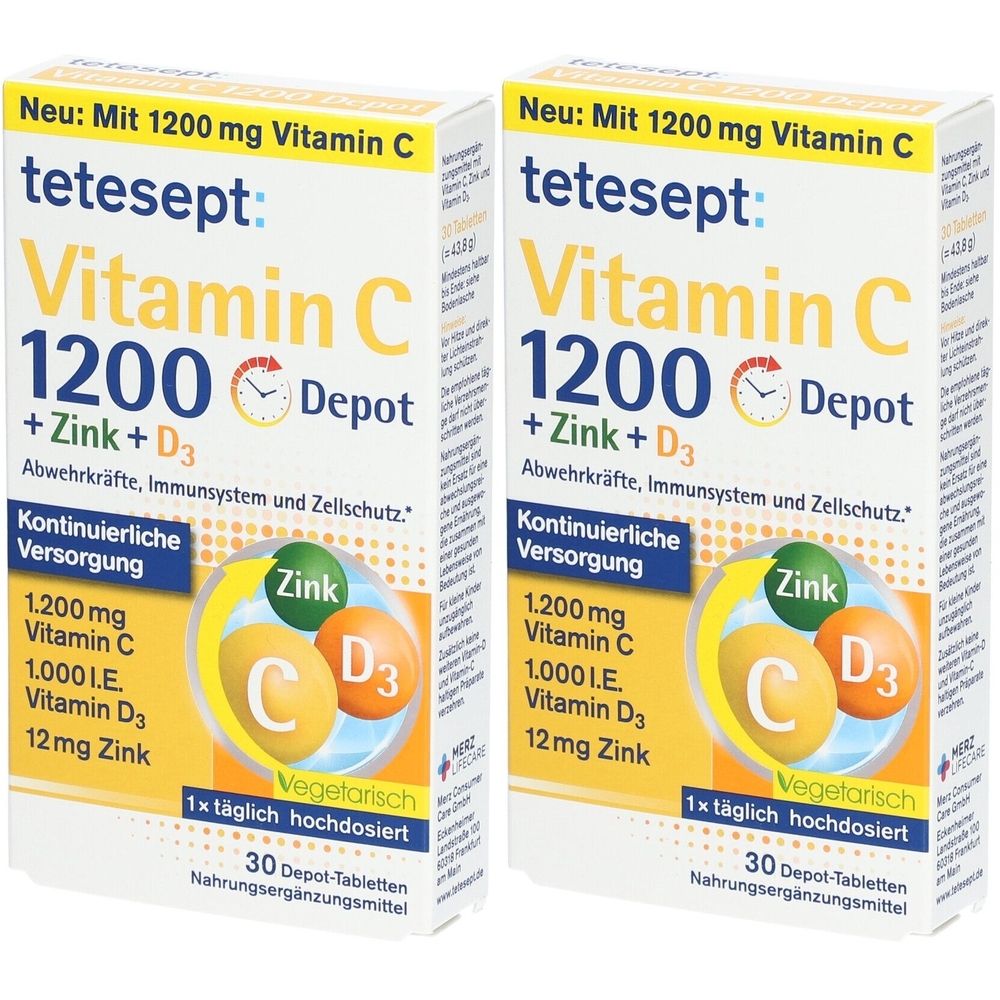 Tetesept Vitamin C 1.200+Zink+D3 Depot Tabletten 2x 2x30 St