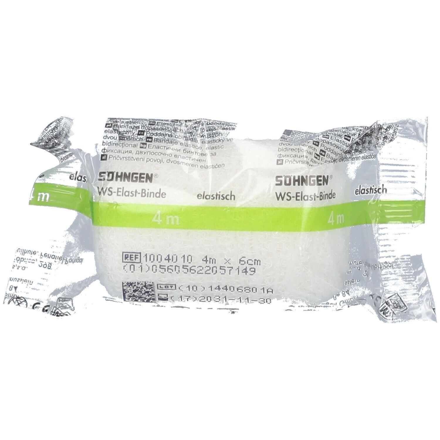 Elastische WS-Elast-Binde von Söhngen, 4 m x 6 cm. In Folienverpackung. Aufschrift: elastisch.