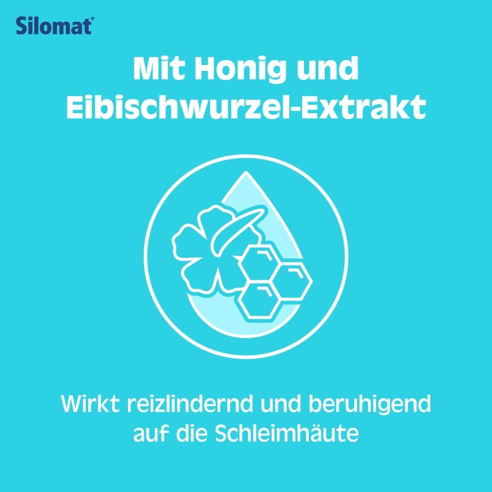 Silomat mit Honig und Eibischwurzel-Extrakt wirkt reizlindernd und beruhigend auf die Schleimhäute.