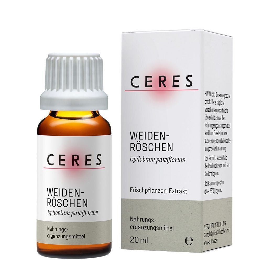 CERES Weidenröschen Epilobium parviflorum Extrakt Tropfen, 20ml, Nahrungsergänzungsmittel, mit Beipackzettel.