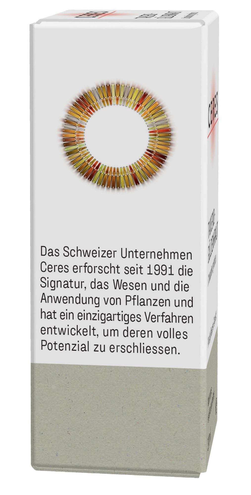 Vorderseite der CERES Weidenröschen Verpackung mit Firmenbeschreibung und Logo.