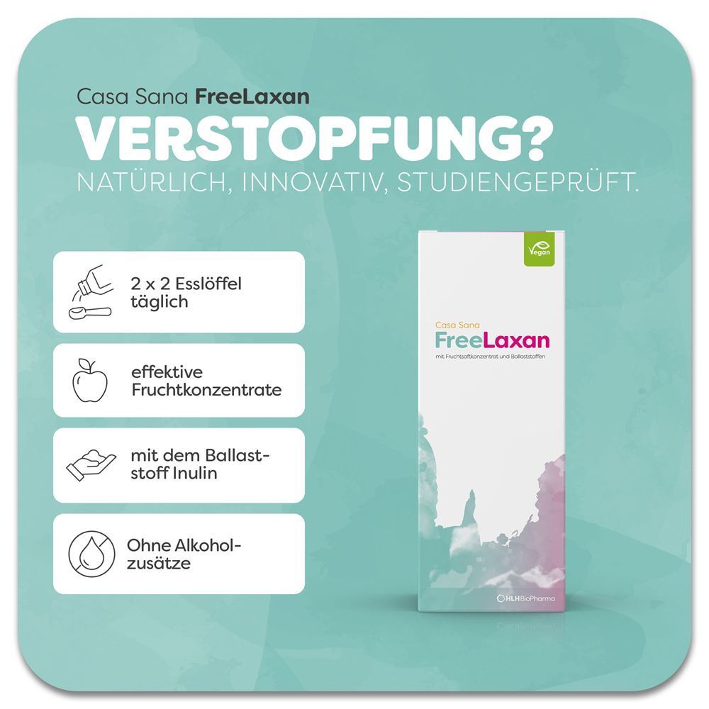 Casa Sana FreeLaxan: Natürliche Hilfe bei Verstopfung mit Fruchtkonzentrat und Inulin.