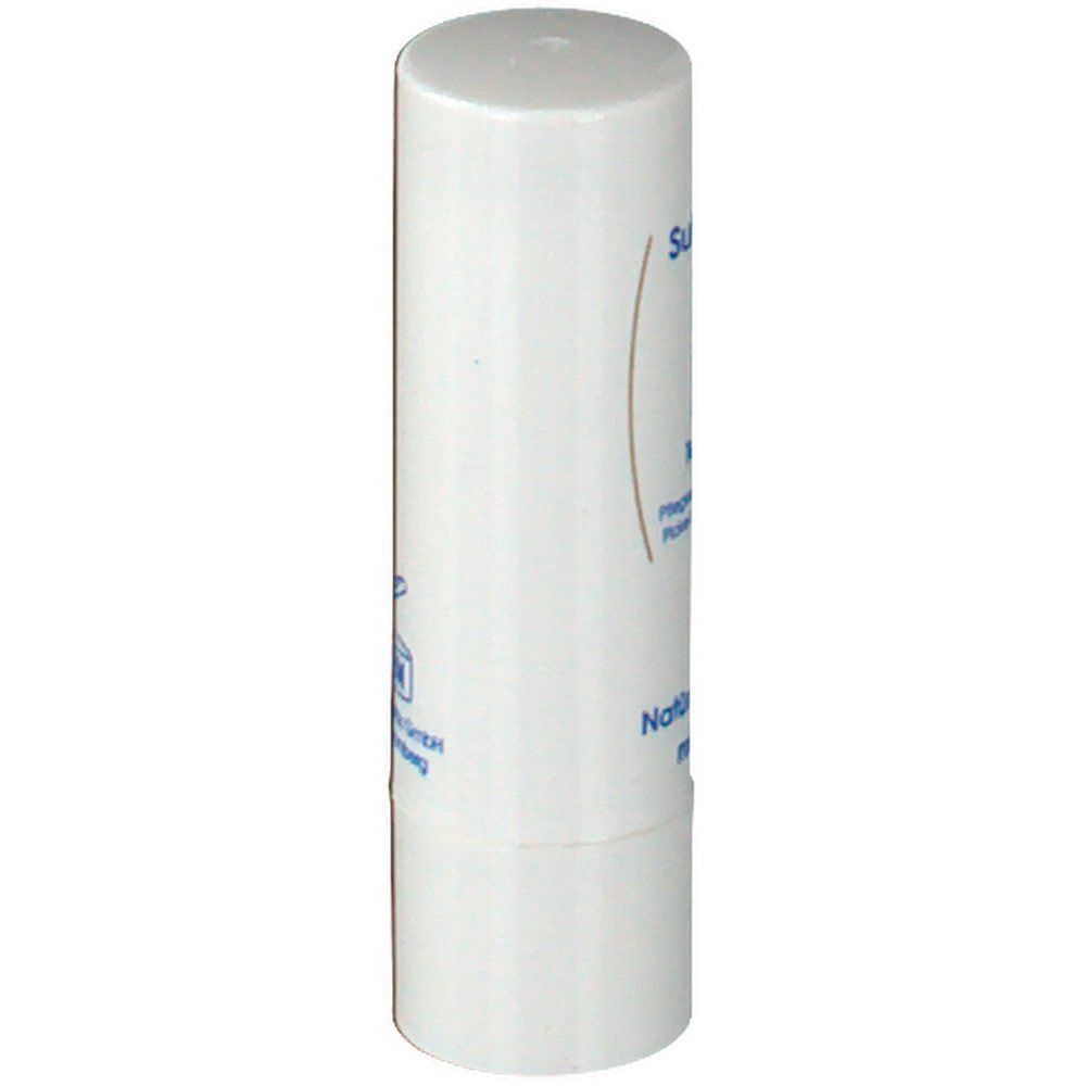 Weißer Teint Stick. Produktname und Logo. Text: Natürliche Pflege mit System.