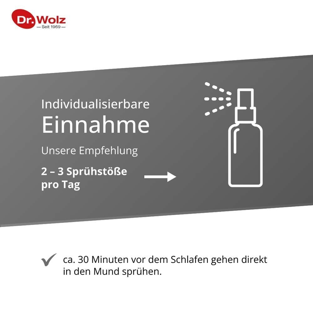 Einschlafspray Dr. Wolz, optimale Kombination mit Melatonin und Passionsblumenextrakt, ohne Konservierungsstoffe und Zucker, 30ml